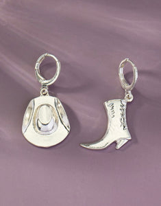 Western Drop Earrings - Silver